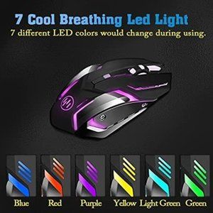 Wireless Gaming Mouse, Scettar Rechargeable Computer Gaming Mouse Silent Click,